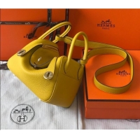 New Design Hermes Mini Lindy 21cm in Original Calf Leather H3043 Yellow