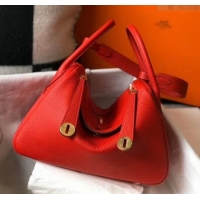 Grade Discount Hermes Lindy 30cm Bag In Togo Calfskin Leather H2903 Red