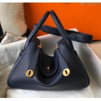 Top Grade Hermes Lindy 30cm Bag In Togo Calfskin Leather H2903 Navy Blue