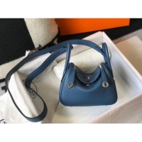 Super Quality Hermes Lindy Mini Bag 19CM H1714 Agate Blue Silver