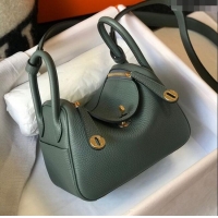 Modern Grade Hermes Lindy Mini Bag 19CM H1714 Green Gold