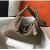 Grade Design Hermes Lindy 26cm/30cm Bag in Grainy Calfskin Leather H2691 Etoupe Grey