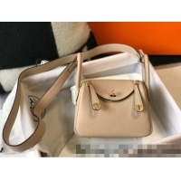 Famous Brand Hermes Lindy Mini Bag 19cm in Grainy Calfskin H0113 Coat Beige