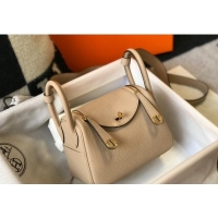 Famous Brand Hermes Lindy Mini Bag 19cm in Grainy Calfskin H0113 Coat Beige