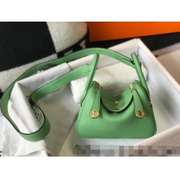 Super Quality Hermes Lindy Mini Bag 19cm in Grainy Calfskin H0113 Avocado Green