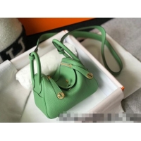 Super Quality Hermes Lindy Mini Bag 19cm in Grainy Calfskin H0113 Avocado Green