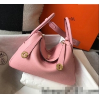 Grade Design Hermes Lindy 30cm Bag in Grainy Calfskin H0118 Milk Shake Pink/Gold