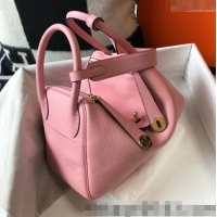 Grade Design Hermes Lindy 30cm Bag in Grainy Calfskin H0118 Milk Shake Pink/Gold