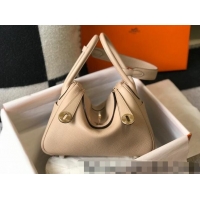 Best Design Hermes Lindy 26cm/30cm Bag in Grainy Calfskin H0117 Coat Beige/Gold