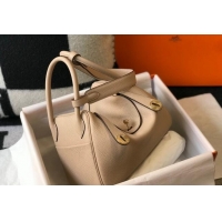 Best Design Hermes Lindy 26cm/30cm Bag in Grainy Calfskin H0117 Coat Beige/Gold