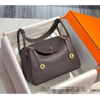 Buy Fashionable Hermes Lindy Bag 26/30cm in Grained Leather H0117 Ebony Brown