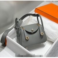 Reasonable Price Hermes Lindy Mini Bag 19cm in Grainy Calfskin H7102 Cloud Grey