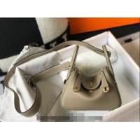 Best Price Hermes Lindy Mini Bag 19cm in Grainy Calfskin H7102 Dove Grey/Gold