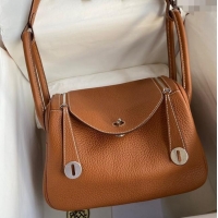 Best Price Hermes Lindy 26/30 Bag in Original Taurillon Clemence Leather H1501 Brown/Silver 2024 (Full Handmade)