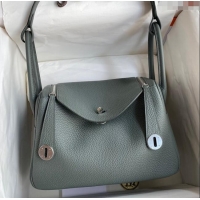 Luxury Cheap Hermes Lindy 26/30 Bag in Original Taurillon Clemence Leather H1501 Almond Green/Silver 2024 (Full Handmade