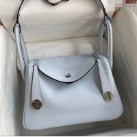 New Fashion Hermes Lindy 26/30 Bag in Original Taurillon Clemence Leather H1501 Grail Blue/Silver 2024 (Full Handmade)