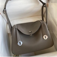 Pretty Style Hermes Lindy 26/30 Bag in Original Taurillon Clemence Leather H1501 Tinware Grey/Silver 2024 (Full Handmade