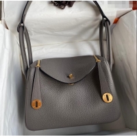 Well Crafted Hermes Lindy 26/30 Bag in Original Taurillon Clemence Leather H1501 Tinware Grey/Gold 2024 (Full Handmade)