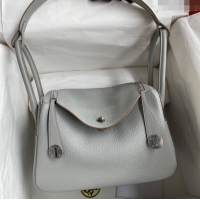 Shop Promotional Hermes Lindy 26/30 Bag in Original Taurillon Clemence Leather Glacier H1501 Glacier Grey/Silver 2024 (F