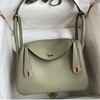 Discount Hermes Lindy 26/30 Bag in Original Taurillon Clemence Leather Glacier H1501 Sage Green/Silver 2024 (Full Handma