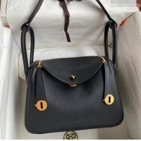 Buy Cheap Hermes Lindy 26/30 Bag in Original Taurillon Clemence Leather H1501 Black/Gold 2024(Full Handmade)