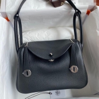 Traditional Specials Hermes Lindy 26/30 Bag in Original Taurillon Clemence Leather H1501 Black/Silver 2024(Full Handmade