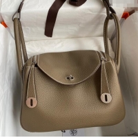 New Fashion Hermes Lindy 26/30 Bag in Original Taurillon Clemence Leather H1501 Etoupe/Silver 2024 (Full Handmade)