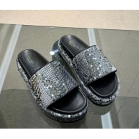 Sophisticated Gucci Platform Slide Sandals 5.5cm with Sequins Grey 429004