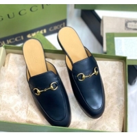 Big Discount Gucci Princetown Leather Flat Slippers 557730 Black 51602