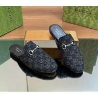 Most Popular Gucci Princetown Flat Slippers in Black GG Denim 051606