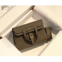 Discount Hermes Halzan 25cm Bag in Togo Calfskin Leather HH2937 Elephant Grey/Gold