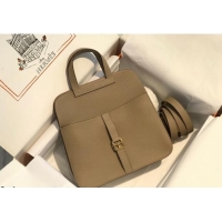 Most Popular Hermes Halzan 25cm Bag in Togo Calfskin Leather HH2937 Dove Grey/Gold