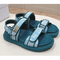 Popular Style Dior Dioract Strap Sandals in Technical Fabric with Blue Allover Butterfly Print 506043