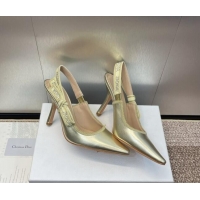 Lowest Price Dior J'Adior Slingback Pumps 9.5cm in Gold-Tone Metallic Leather 0506055