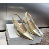 Luxury Cheap Dior J'Adior Slingback Pumps 6.5cm in Gold-Tone Metallic Leather 506056