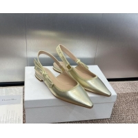 Best Price Dior J'Adior Slingback Ballet Flat in Gold-Tone Metallic Leather 506057