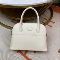 Famous Brand Hermes Bolide 27 Bag in Original Epsom Leather H2601 Milk White (Half Handmade)