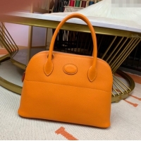 Best Luxury Hermes Bolide 27 Bag in Original Epsom Leather H2601 Orange (Half Handmade)