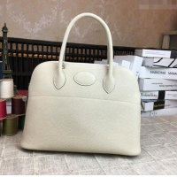 Youthful Grade Hermes Bolide 31 Bag in Original Togo Leather H2801 Milk White