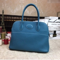 Low Price Hermes Bolide 31 Bag in Original Togo Leather H2801 Denim Blue