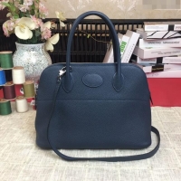 Traditional Specials Hermes Bolide 31 Bag in Original Togo Leather H2801 Navy Blue (Half Handmade)