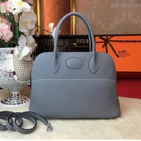 Most Popular Hermes Bolide 31 Bag in Original Togo Leather H2801 Linen Blue (Half Handmade)