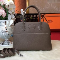 Luxury Discount Hermes Bolide 31 Bag in Original Togo Leather H2801 Etoupe Grey (Half Handmade)