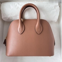 Shop Design Hermes Bolide 1923 Mini Bag in Origianl Chevre Leather H3114 Dark Brown (Handmade)