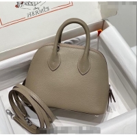 Top Design Hermes Mini Bolide Bag 19cm in Evercolor Calf Leather H1031 Pitch Grey