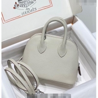 Luxury Discount Hermes Mini Bolide Bag 19cm in Evercolor Calf Leather H1031 Pearl Grey