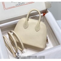 Classic Specials Hermes Mini Bolide Bag 19cm in Evercolor Calf Leather H1031 Cream White/Silver