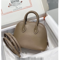 Pretty Style Hermes Mini Bolide Bag 19cm in Evercolor Calf Leather H1031 Elephant Grey/Silver