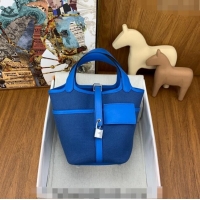 Top Quality Hermes Cargo Picotin Lock Bag 18cm in Swift Leather and Canvas H1524 Blue