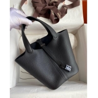 Discount Hermes Picotin Lock Bag 18cm/22cm in Taurillon Clemence Leather H0701 So Black (Full Handmade)